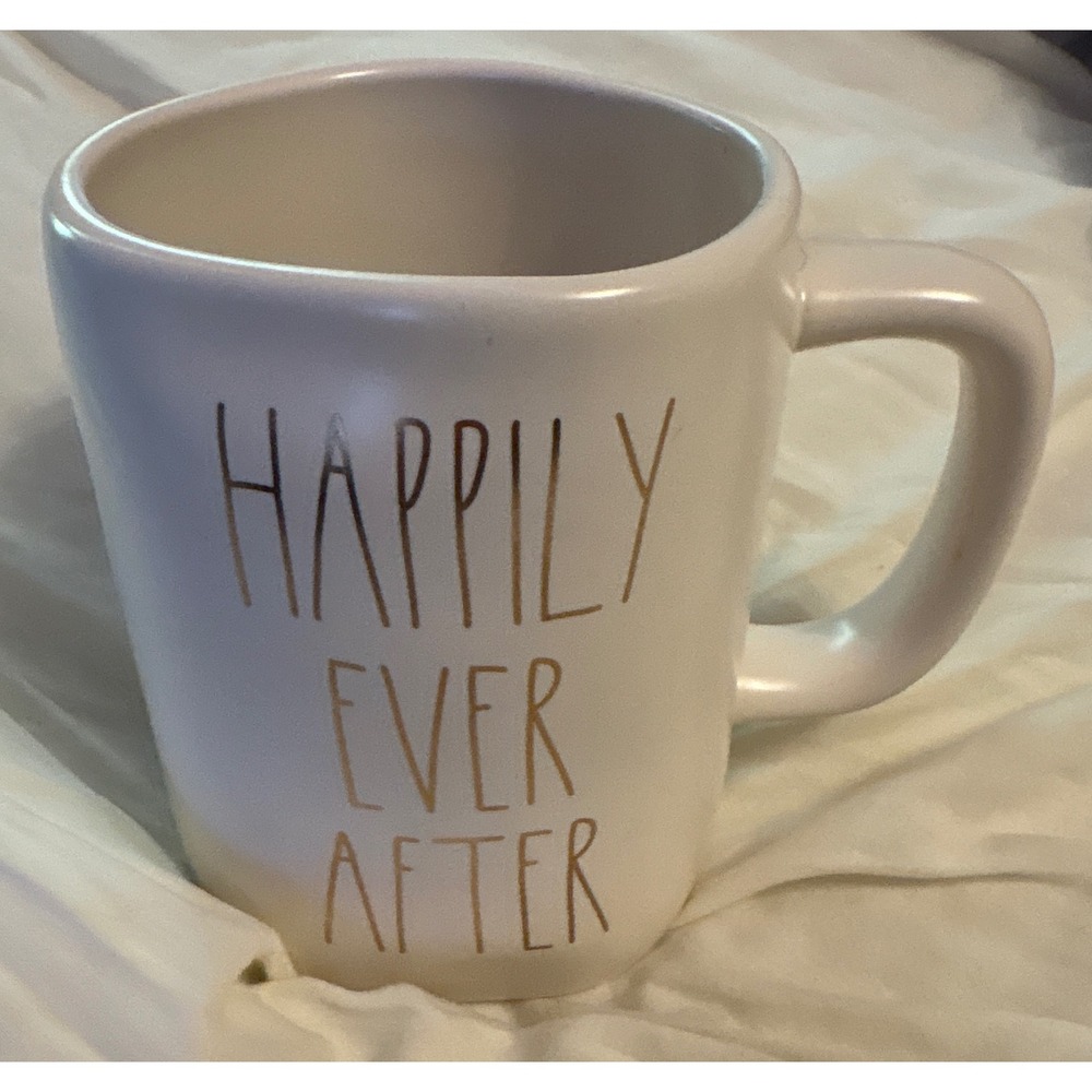 Rae Dunn Gold Metallic "Happily Ever After" Wedding Mug